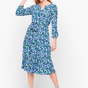 Talbots Floral Tie Waist Dress in Blue Size 14W Plus Size